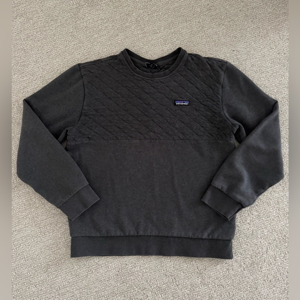 Patagonia Men's Organic Cotton Quilt Crewneck Sweatshirt Pullover Forge Grey M - Picture 2 of 7